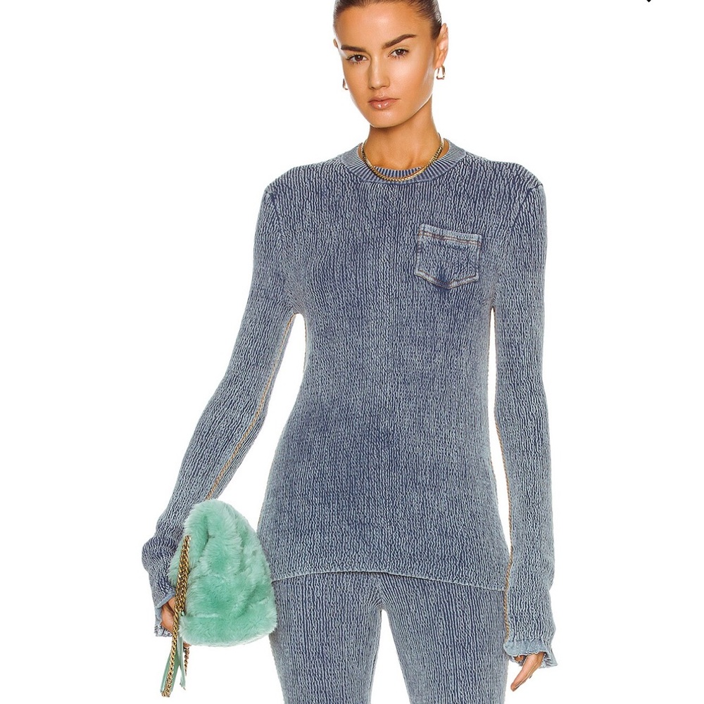 Acne Studios Denim Wash Knit Crinkle Fabric Top Excellent Condition, Size S